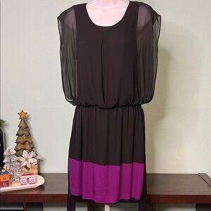Elegant Black and Purple Midi Dress